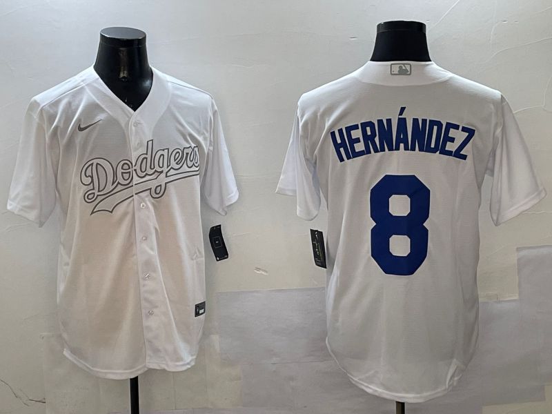 Men Los Angeles Dodgers 8 Hernandez White Fashion Edition Game 2025 Nike MLB Jersey style 1